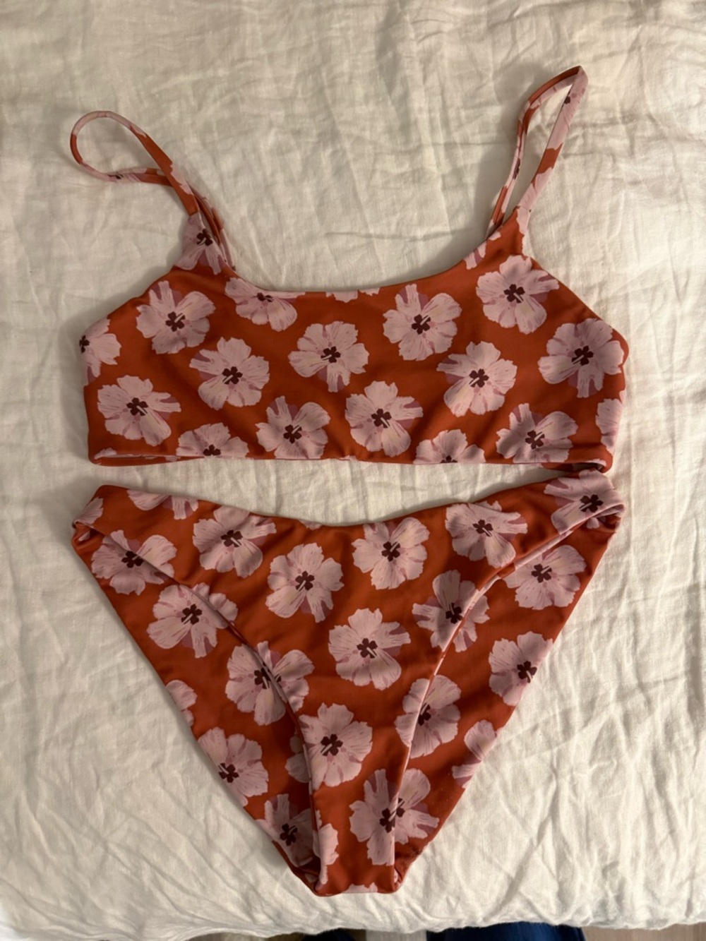 Lokahi Swimwear Pink and Terracotta Floral Bikini